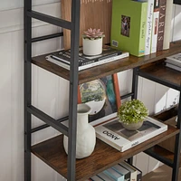 Rustic 5-Shelf Bookshelves and Console Table Set