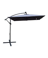 Streamdale Furniture Solar Powered Led Patio Umbrella with Crank & Base