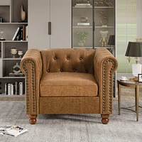 Streamdale Furniture Chesterfield Fabric Sofa, Large-Brown