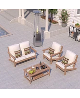 Mondawe Pieces Outdoor Seating Patio Conversation Set with Heater and Coffee Table