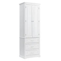 Black Tall Storage Cabinet with 3 Drawers for Bathroom/Office