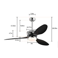 Streamdale Furniture Modern 52" Ceiling Fan with Lights & Remote