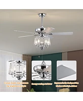 Streamdale Furniture Modern Crystal Ceiling Fan with Reversible Blades