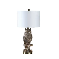 Streamdale Furniture 27.5" Silver Owl On A Branch Resin Table Lamp