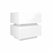 Streamdale Furniture White Color High Glossy 2 Drawers Bedside Table With Rgb Led Light Nightstand With Bluetooth Control