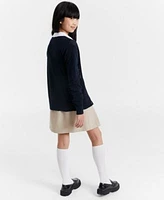 Nautica Big Girls Pointelle Stitching Cardigan Interlock Polo Shirt Pleated Scooter Skort