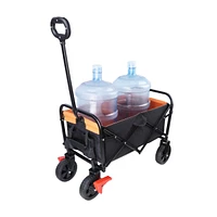 Mini Folding Wagon Garden Shopping Beach Cart (Black+Yellow+Brake)
