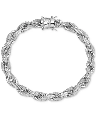 Men's Cubic Zirconia Rope Link Bracelet in Sterling Silver, Created for Macy's