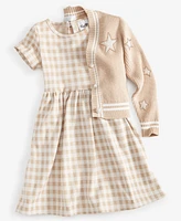 Rare Editions Little Girls Cardigan & Gingham Dress Set