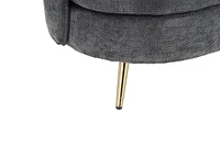Grey Polyester Loveseat with Golden Metal Legs
