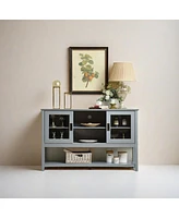 Sideboard Buffet Table With Doors, Grey