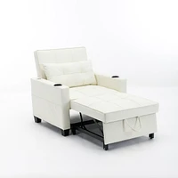 White leather convertible futon chair bed with Usb ports