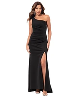 Xscape Women's Scuba One-Shoulder Side-Slit Gown