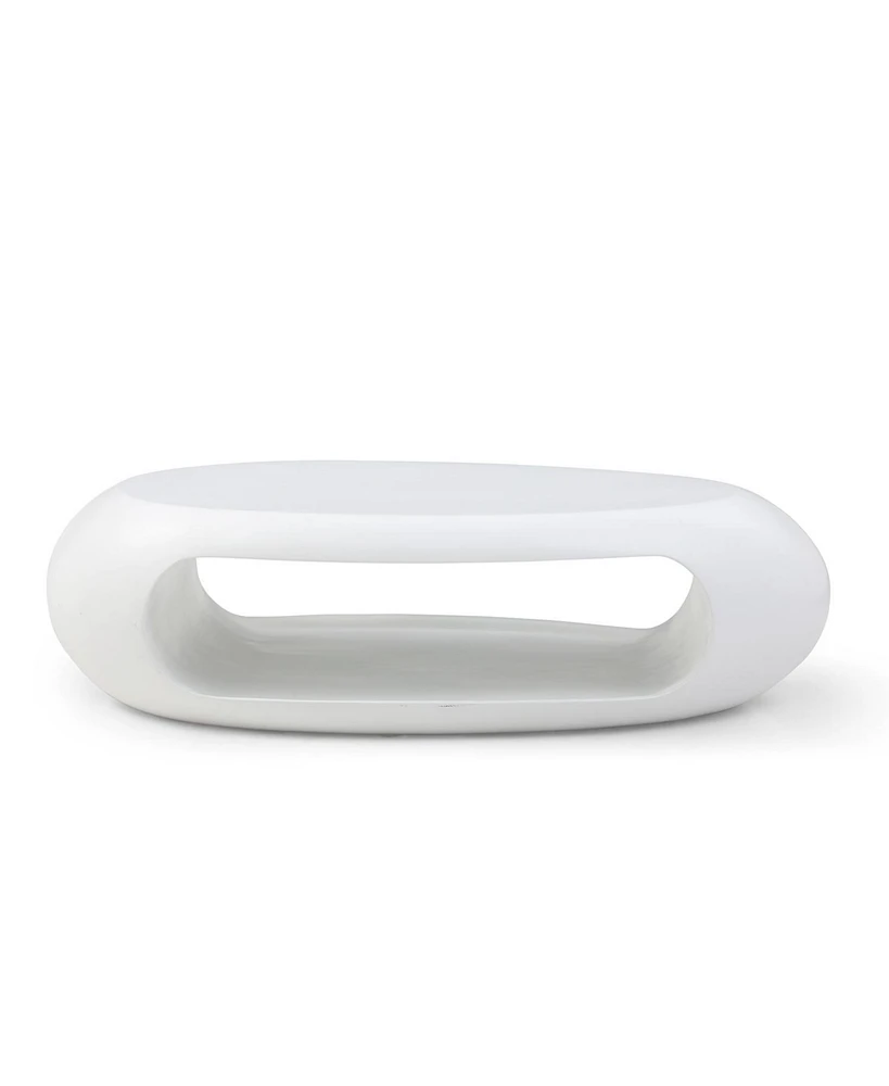 Simplie Fun 47.2" Modern Oval Coffee Table, Fiberglass, White, No Assembly