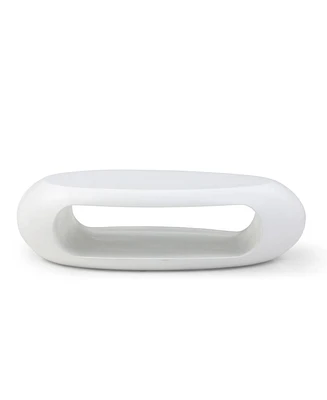 Simplie Fun 47.2" Modern Oval Coffee Table, Fiberglass, White, No Assembly