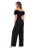 Xscape Women's Ruffled Off-The-Shoulder Straight-Leg Jumpsuit