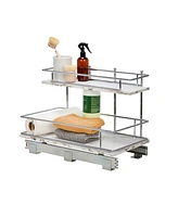 Household Essentials Glidez Chrome-Plated Steel and Faux Marble Pull-Out/Slide-Out Storage Organizer for Under Sink or Cabinet 2-Tier Design