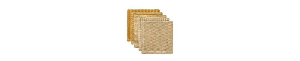Design Imports Everyday Kitchen Collection Assorted Dishcloth Set, 12x12", Honey Gold, 5 Count