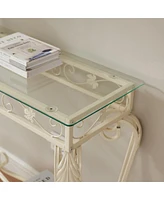 Streamdale Furniture Elegant Glass and Metal Entryway Table with Storage