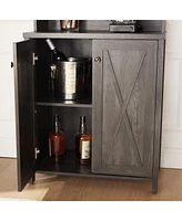 Farmhouse Liquor Cabinet with Wine Rack