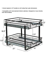 Household Essentials Glidez Multipurpose Paint-Finished Steel Pull-Out/Slide-Out Storage Organizer with Plastic Liners for Under Cabinet Dual-Slide 2