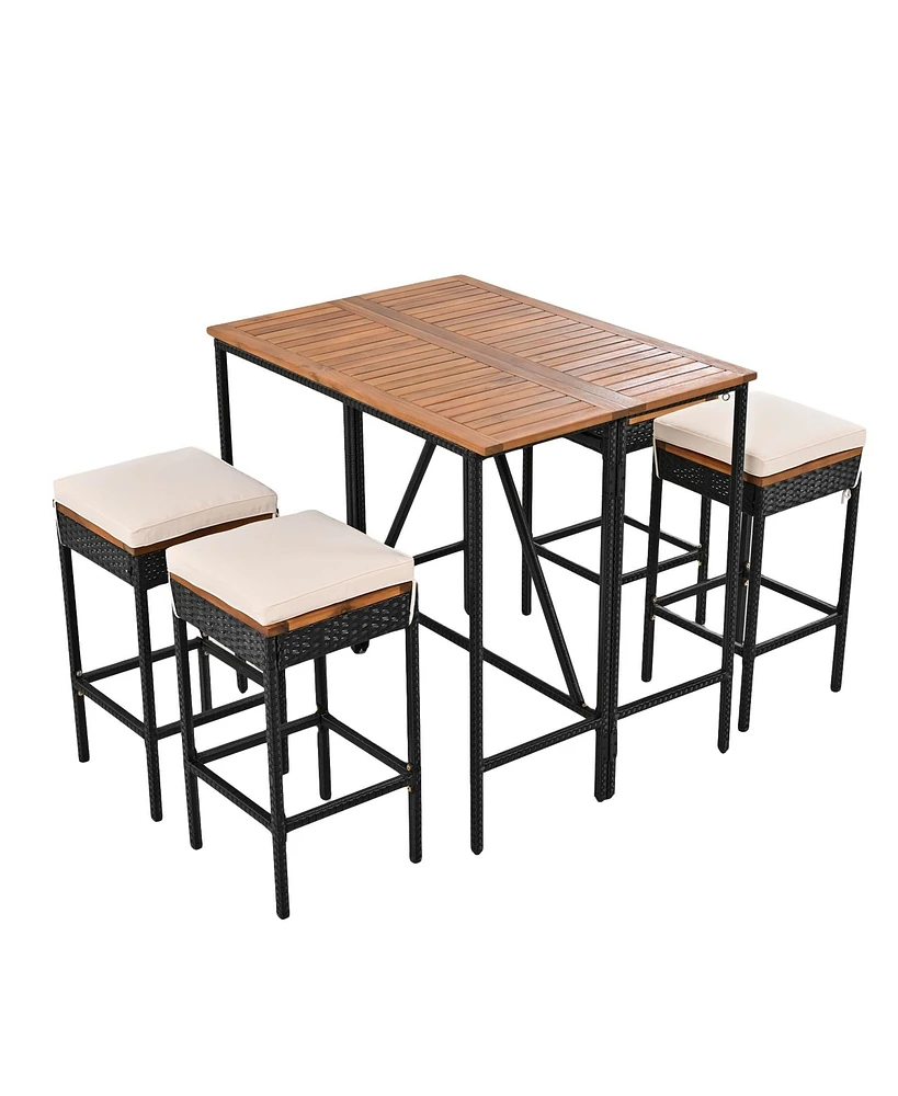 Simplie Fun 5-Piece Outdoor Bar Height Dining Set