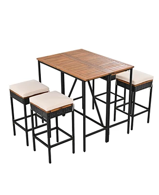 Simplie Fun 5-Piece Outdoor Bar Height Dining Set