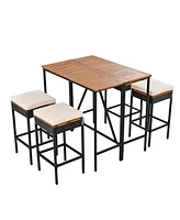 Simplie Fun 5-Piece Outdoor Bar Height Dining Set