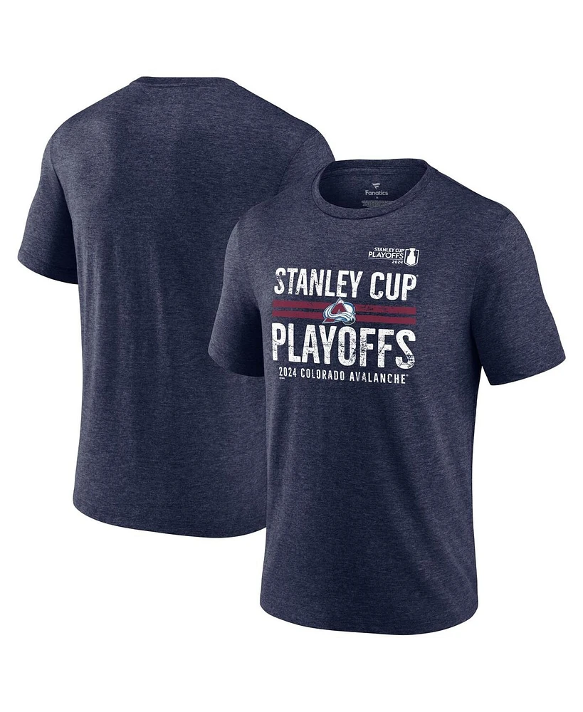 Fanatics Men's Navy Colorado Avalanche 2024 Stanley Cup Playoffs Crossbar Tri-Blend T-Shirt