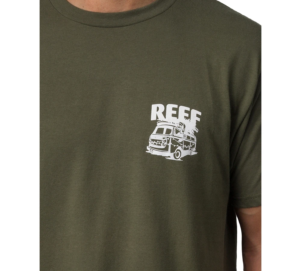 Reef Men's Cotton Logo Santa Skeleton Graphic T-Shirt