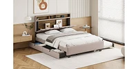 Streamdale Furniture Upholstered Storage Bed with Trundle and Usb Ports