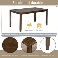 Walnut Dining Table Set with Bench for 6