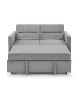 Simplie Fun Loveseats Sofa Bed With Pull-Out Bed, Adjustable Back And Two Arm Pocket