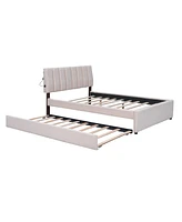 Streamdale Furniture Teddy Fleece Full Size Upholstered Platform Bed With Trundle