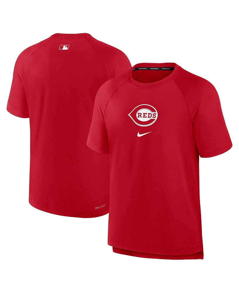 Nike Men's Red Cincinnati Reds Authentic Collection Pregame Raglan Performance T-Shirt