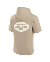 Men's and Women's Fanatics Signature Khaki Detroit Lions Elements Super Soft Fleece Short Sleeve Pullover Hoodie