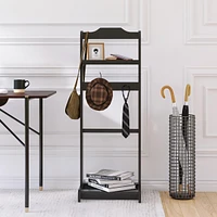 Accent Portable Garment Rack, Clothes Valet Stand With Storage Organizer, Black Finish