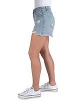 Indigo Rein Juniors' Cotton High-Rise Embellished Distress Shorts