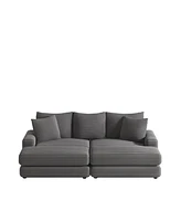 Simplie Fun 86.6" Corduroy 3-Seater Sofa Set with Pillows and Ottoman