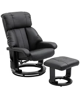 Simplie Fun Black Faux Leather Recliner Chair with Ottoman