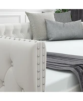 Velvet Tufted Daybed with Trundle, Full & Twin, Bedroom/Living Room/Guest Room