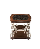 Simplie Fun Marble Top End Table with Metal Legs