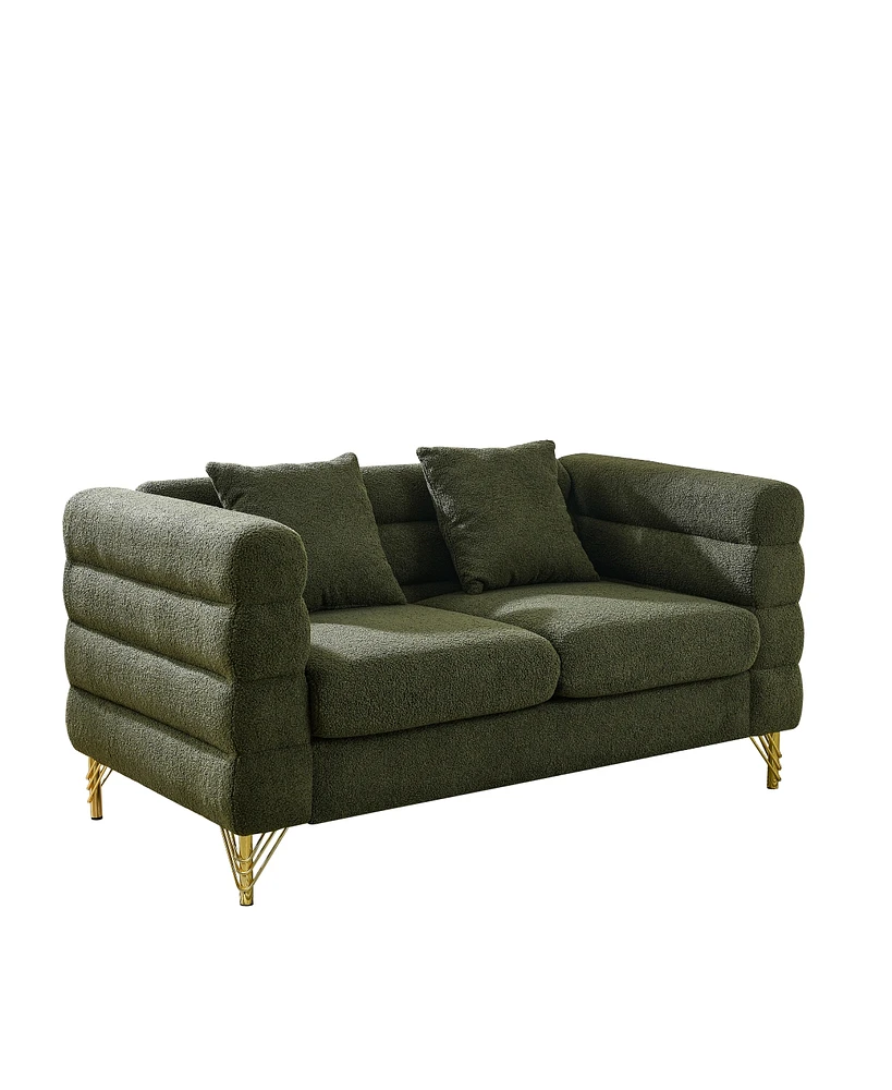 Simplie Fun Green Teddy 2 Seater Sectional Sofa