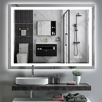 Led Bathroom Mirror 48 X 36 Inch With Lights, Anti-Fog & Dimming Led Bathroom Vanity Mirror