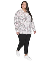 Karl Lagerfeld Paris Plus Whimsical Graphic Button-Front Blouse, Created for Macy's