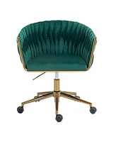Simplie Fun Hand-Woven Office Chair with Wheels and Swivel