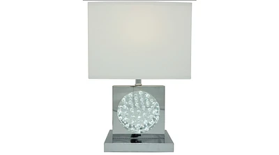 Streamdale Furniture 22"H Chrome Square Crystal Centerpiece With Night Light + Usb Port + Power Outlet