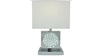 Simplie Fun 22"H Chrome Square Crystal Centerpiece With Night Light + Usb Port + Power Outlet