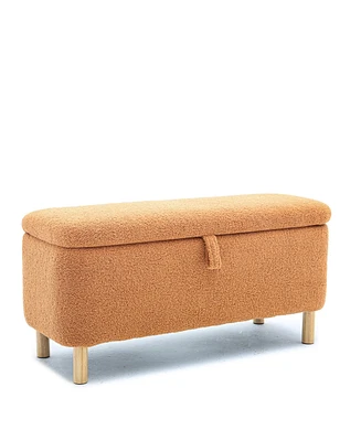 Basics Upholstered Storage Ottoman And Entryway Bench Orange