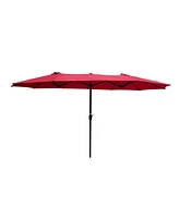 Simplie Fun 15x9FT Double-Sided Patio Umbrella with Crank and Wind Vents
